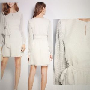 Ann Taylor white chiffon long sleeve wrap dress